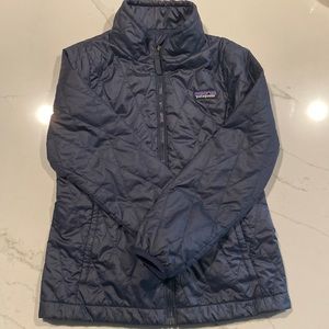 Girls Patagonia nano puff navy Diamond quilt jacket, excellent condition
